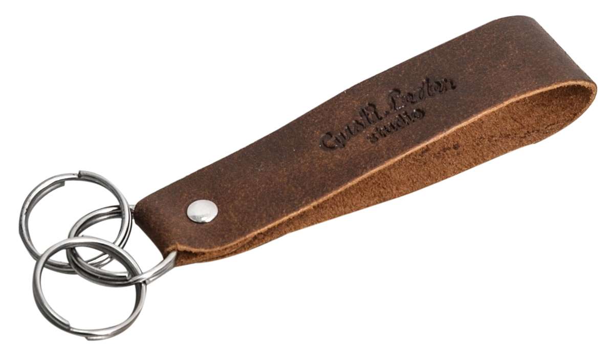 Leren sleutelhanger in lichtbruin