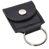 Schwarzer Leder-Schlüsselanhänger mit kleiner Tasche